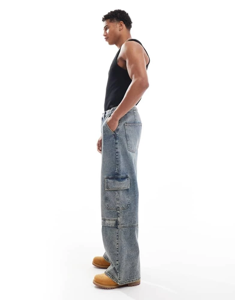 ASOS ASOS DESIGN super baggy in mid wash blue 3