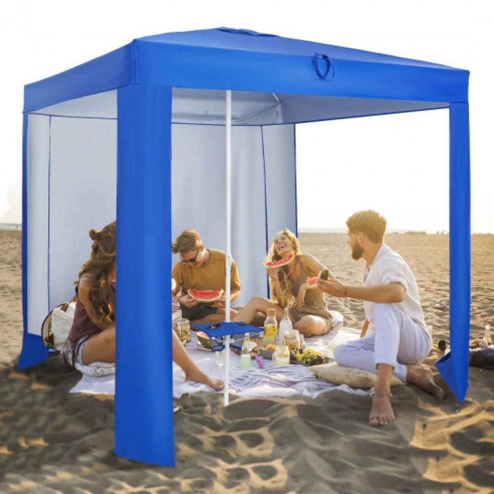 Hivvago Beach Canopy Tent with Detachable Sidewall and Folding Table-Blue 2