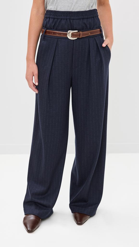 Tibi Newton Stripe Double Waist Boxer Trousers