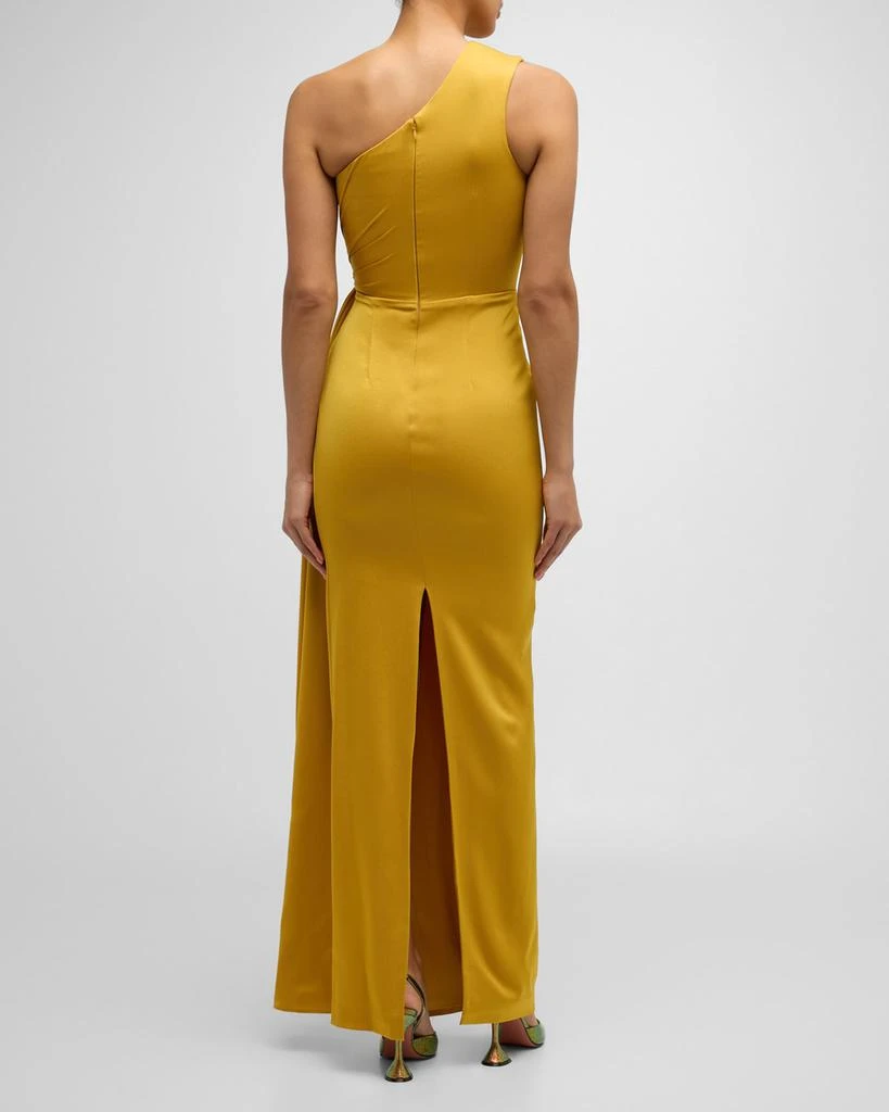 Alex Perry One-Shoulder Twisted Satin Crepe Column Gown 7