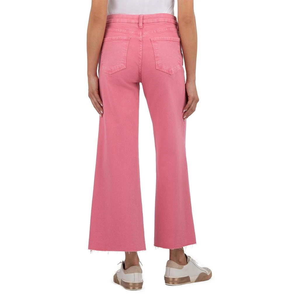 KUT from the Kloth Meg High-Rise Fab Ab Wide Leg Raw Hem in Rouge 3