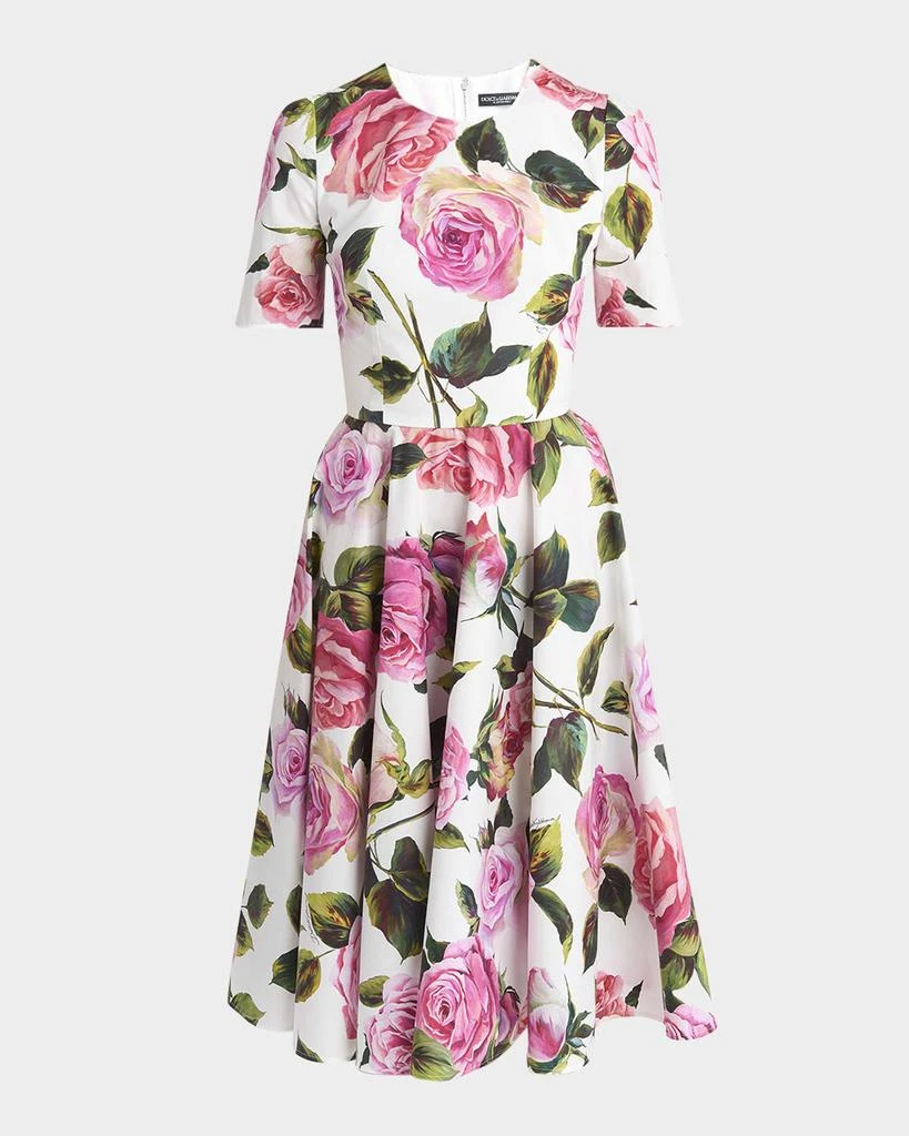 Rose-Print Short-Sleeve Fit-&-Flare Midi Dress  On Sale Now with Up to 60%  Off | Discover Exclusive Deals & Savings at BeyondStyle  Authentic Dolce &  Gabbana Women|dresses|women|women's clothing with Limited-Time Discounts,