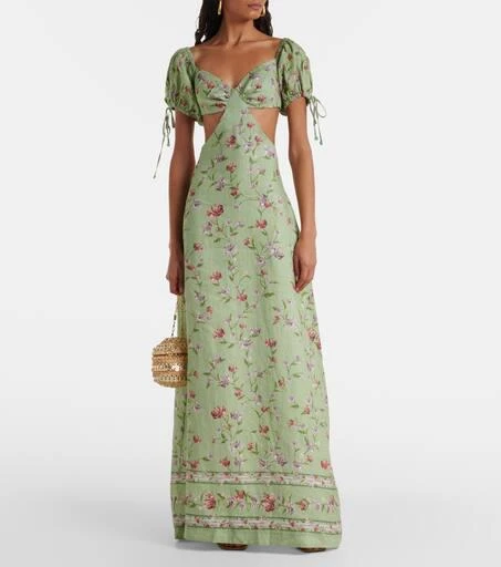 Agua by Agua Bendita Cielo Honeysuckle floral linen maxi dress 6