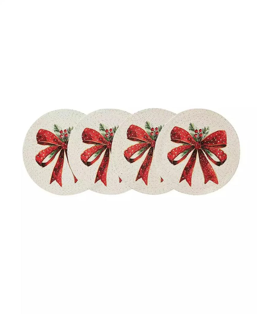 Avanti Christmas Ribbon Round Braided Placemats, Set of 4 2