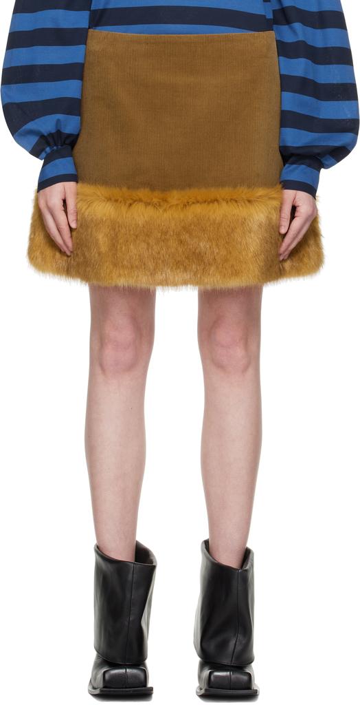 FIDAN NOVRUZOVA Brown & Orange Fox Miniskirt