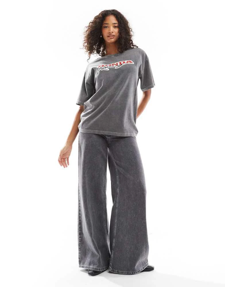 Daisy Street Daisy Street honda racing t-shirt in washed grey 3