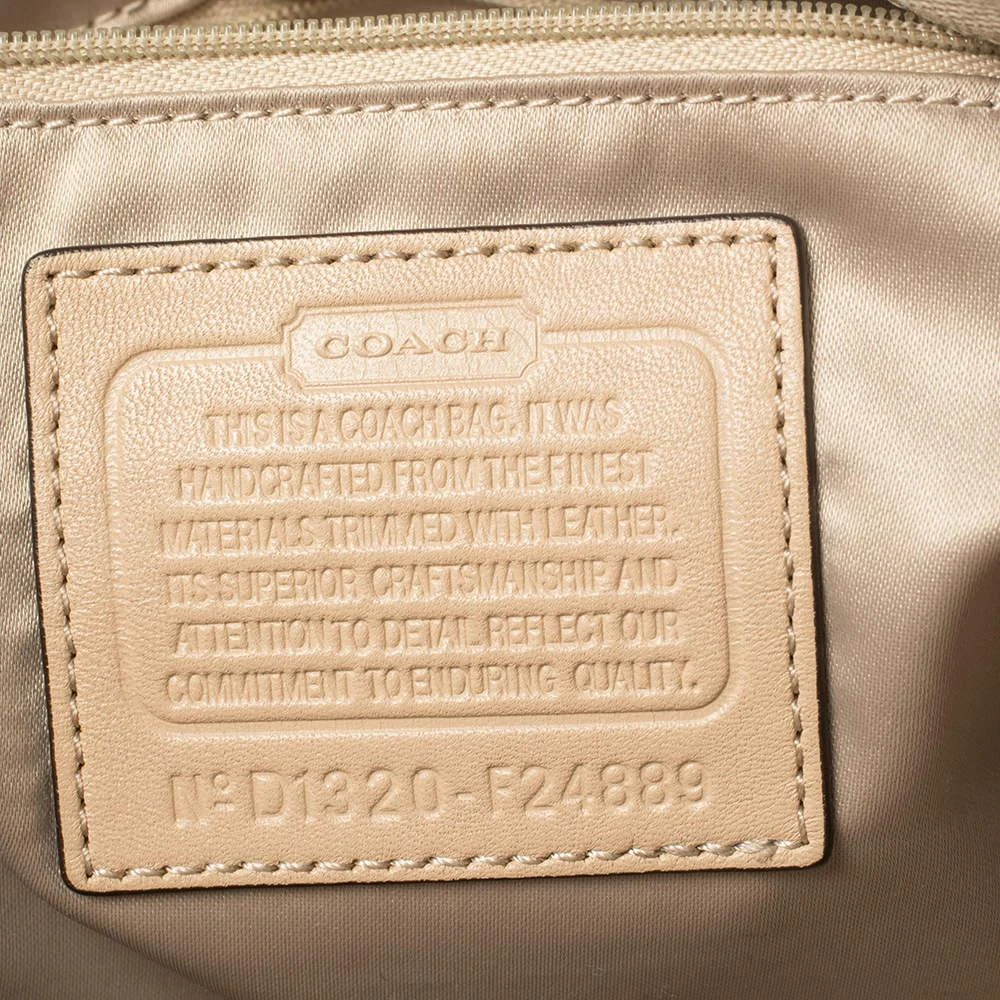 Coach Coach Beige Signature Canvas And Python Embossed Leather Ashley Tote 9