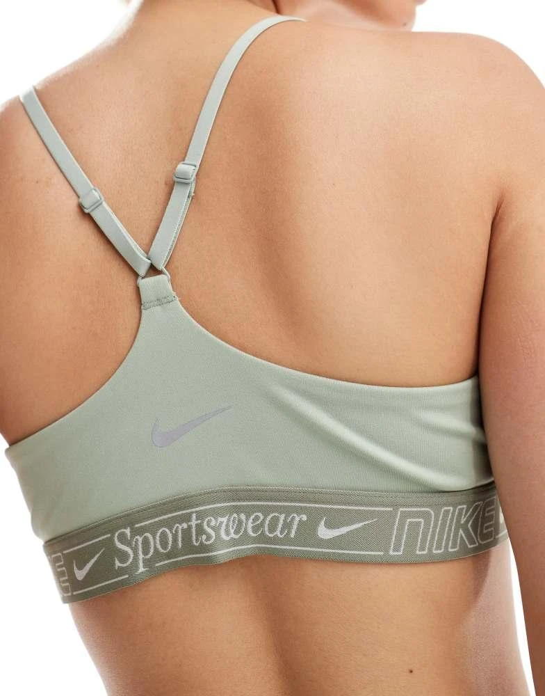 NIKE Nike Training Gym Life Swoosh Indy Dri-FIT light support sports bra in khaki 4