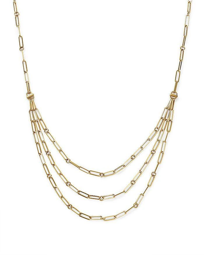 Roberto Coin 18K Yellow Gold Designer Gold Diamond Layered Paperclip Link Necklace, 15"