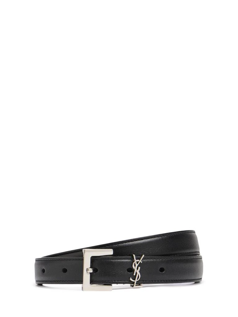 SAINT LAURENT 20mm Monogram Leather Belt 1