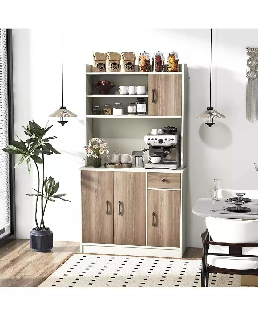 Costway 4-Door 71

 Kitchen Buffet Pantry Storage Cabinet w/Hutch Adjustable Shelf 2