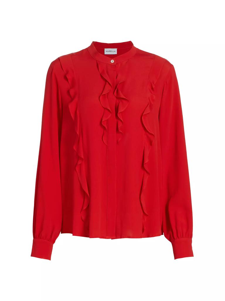 Marella Aguzze Ruffled Silk Blouse