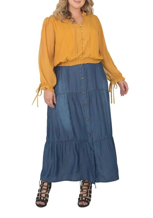 Standards and Practices And Practices Standards Practices Womens Plus Size Off White Maxi Peasant Skirt 4