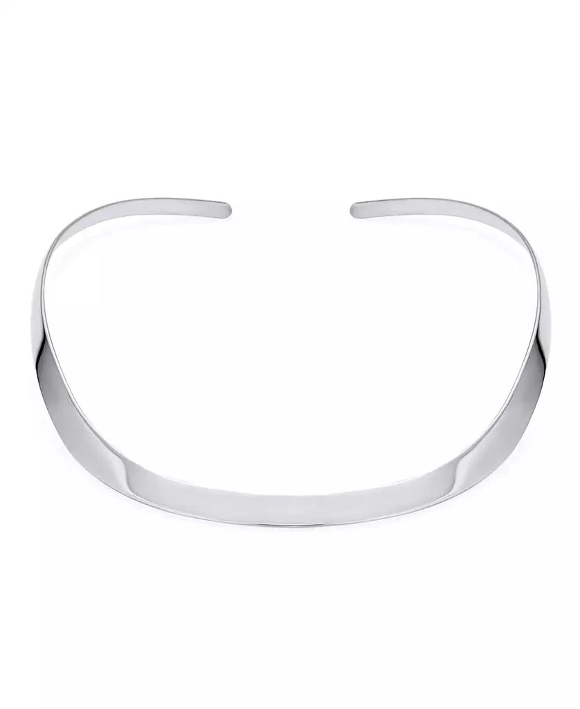 Bling Jewelry Modern Flat Contoured Collar Curved Statement Choker Necklace .925 Silver Sterling