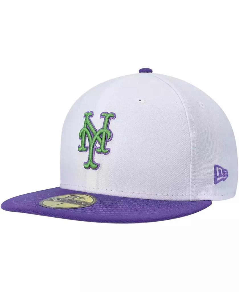 New Era Men's White New York Mets Side Patch 59FIFTY Fitted Hat 4