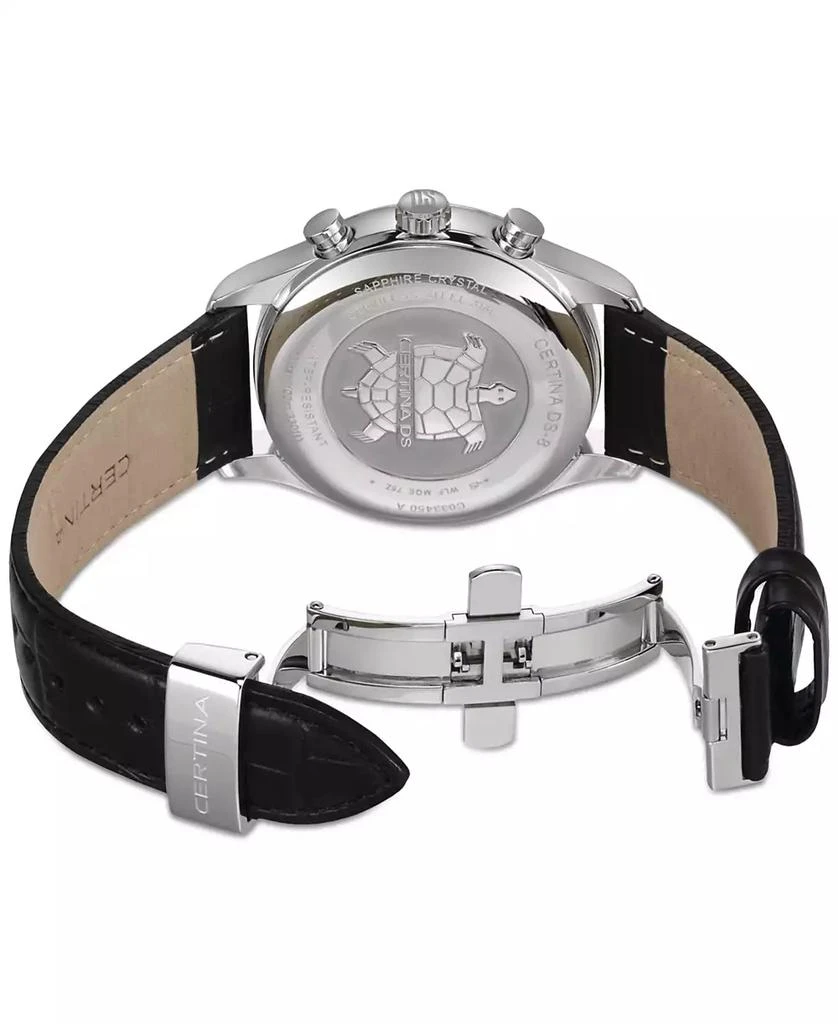 Certina Men's Swiss Chronograph DS-8 Moon Phase Black Leather Strap Watch 42mm 4