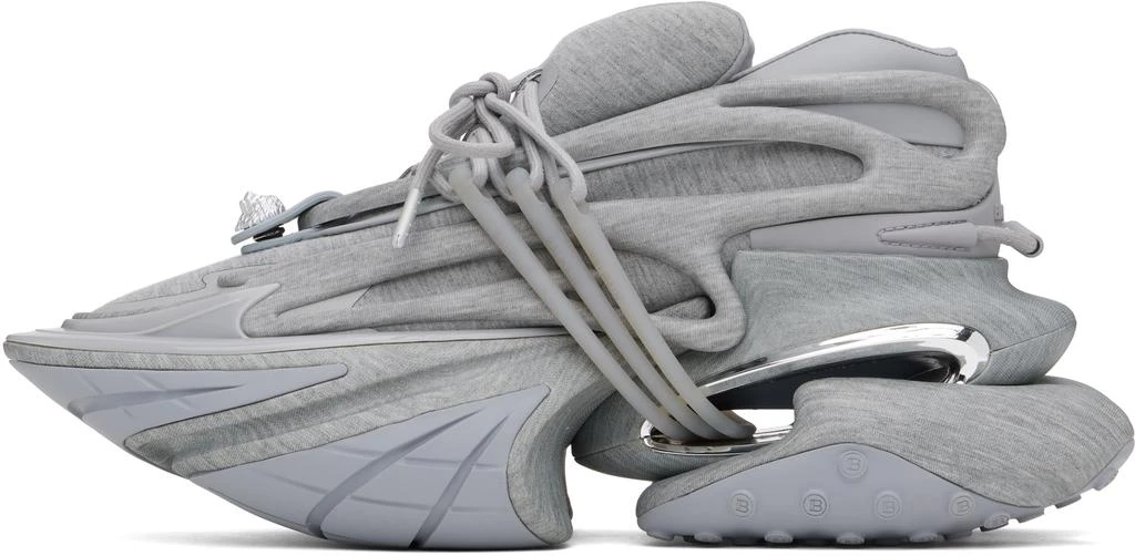 Balmain Gray Unicorn Low Fleece Print Sneakers 3