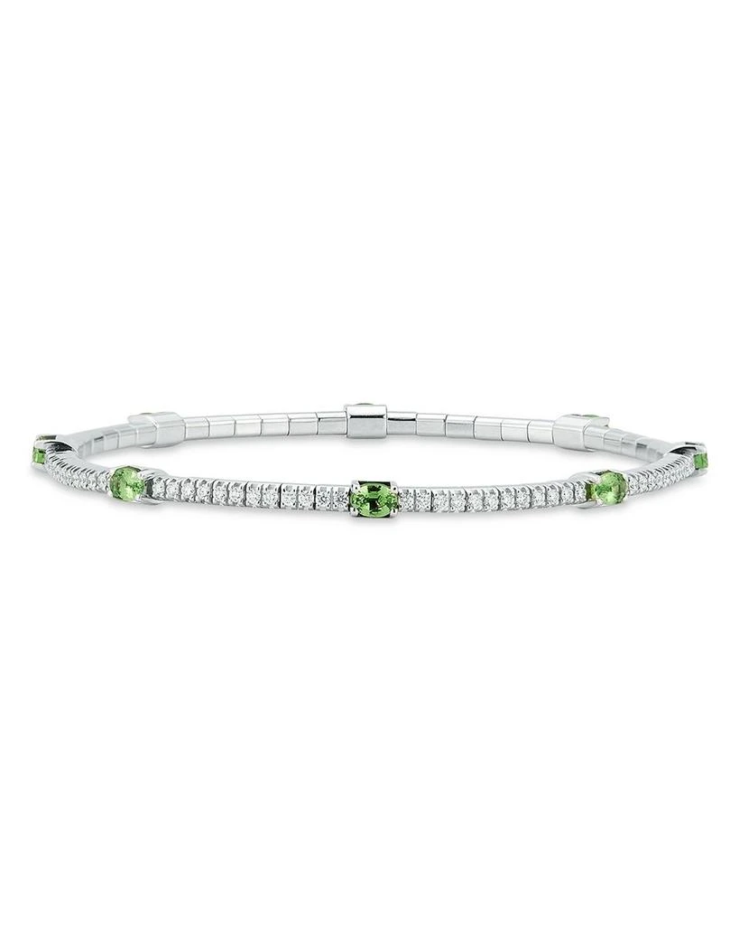 EXTENSIBLE 18K White Gold Tsavorite 
Diamond Stretch Tennis Bracelet 1