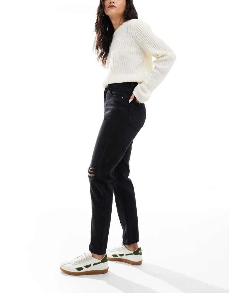 Pull&Bear Pull&Bear ripped mom jean in black 3