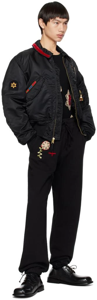 BENTGABLENITS Black Embroidered Sweatpants 4