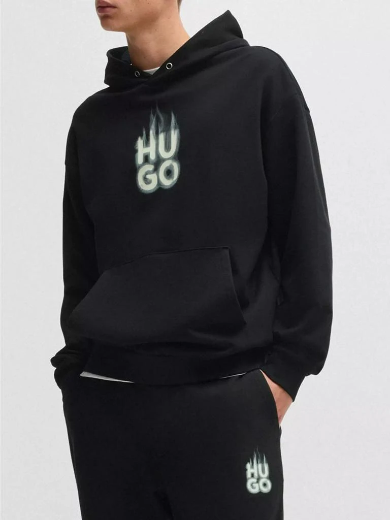 Hugo Boss Cotton-Terry Hoodie with Stacked Smoke Logo Print 2
