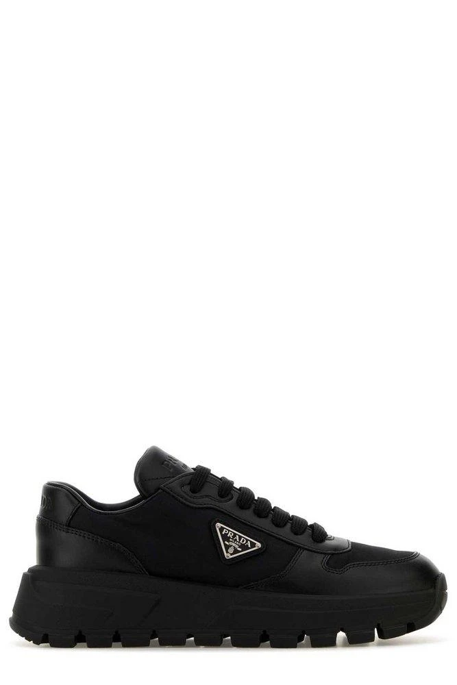 Prada Prada Triangle-Logo Round-Toe Lace-Up Sneakers 1