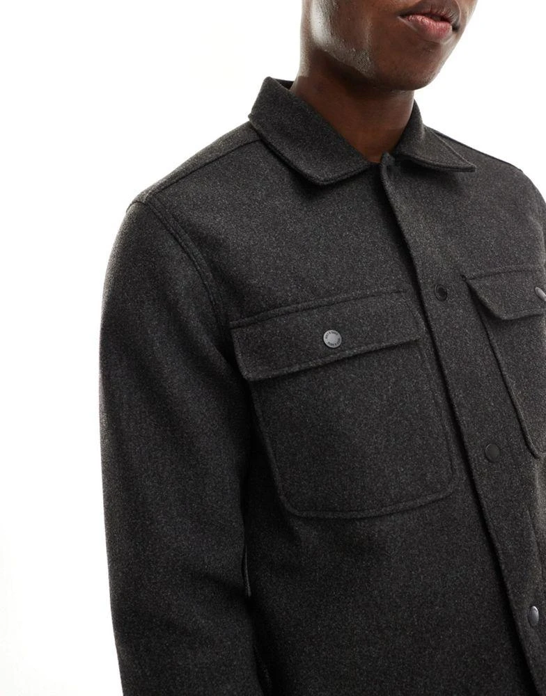 Only & Sons ONLY & SONS wool look overshirt  in charcoal 4