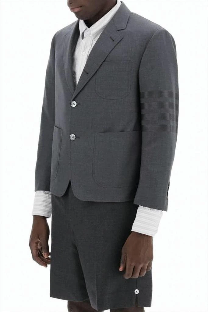 Thom Browne Cropped Tailored Suit Jacket with Structured Fit 4