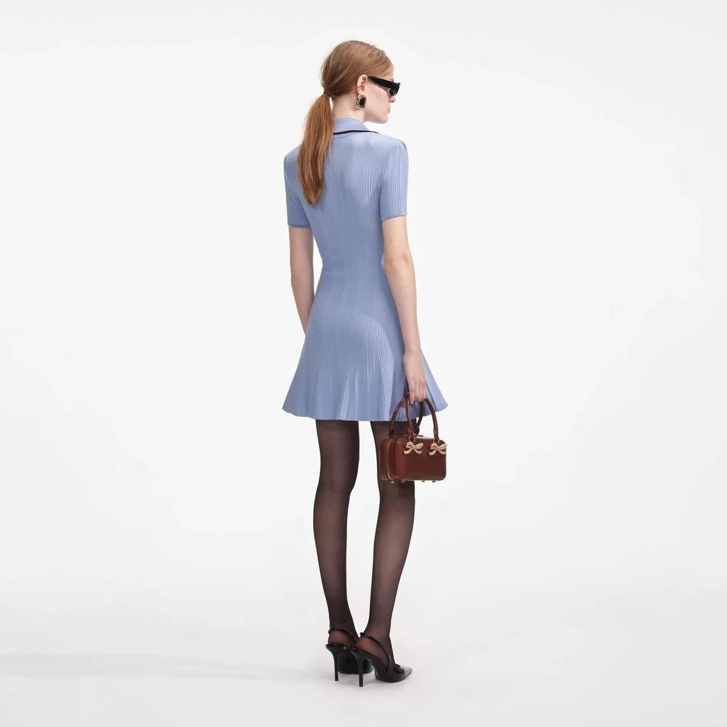 knee length dresses for ladies Blue Jewel Button Knit Mini Dress