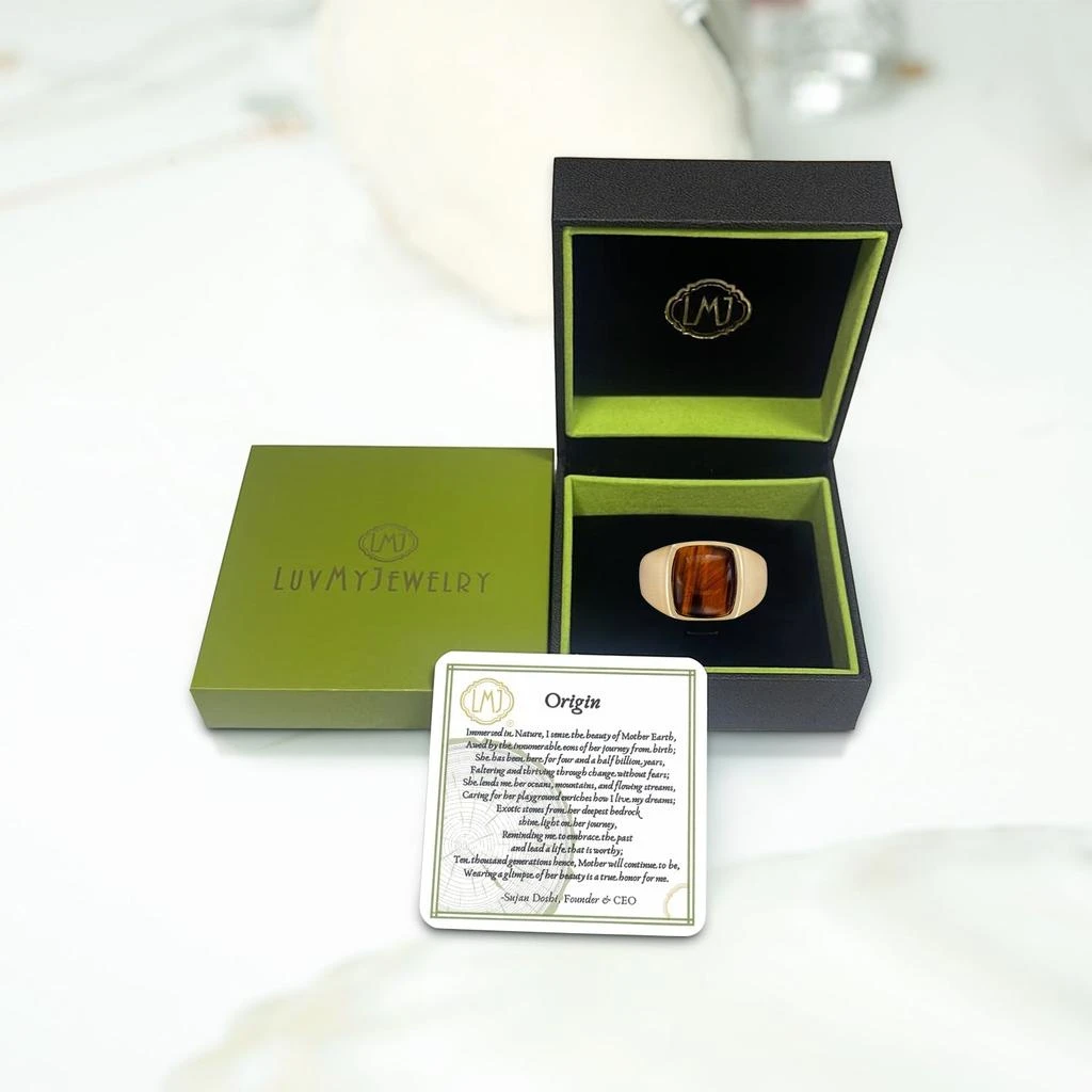 LuvMyJewelry Chatoyant Red Tiger Eye Quartz Sterling Silver Men Signet Ring 6