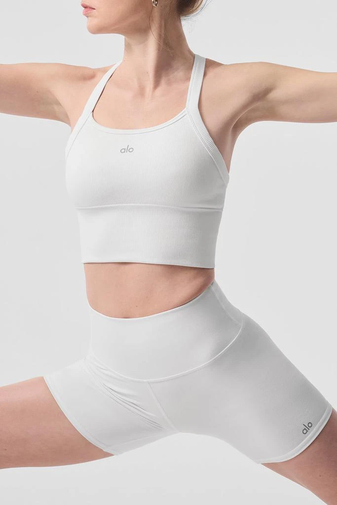 Alo Yoga Seamless Ribbed Favorite Bra Tank - White 4