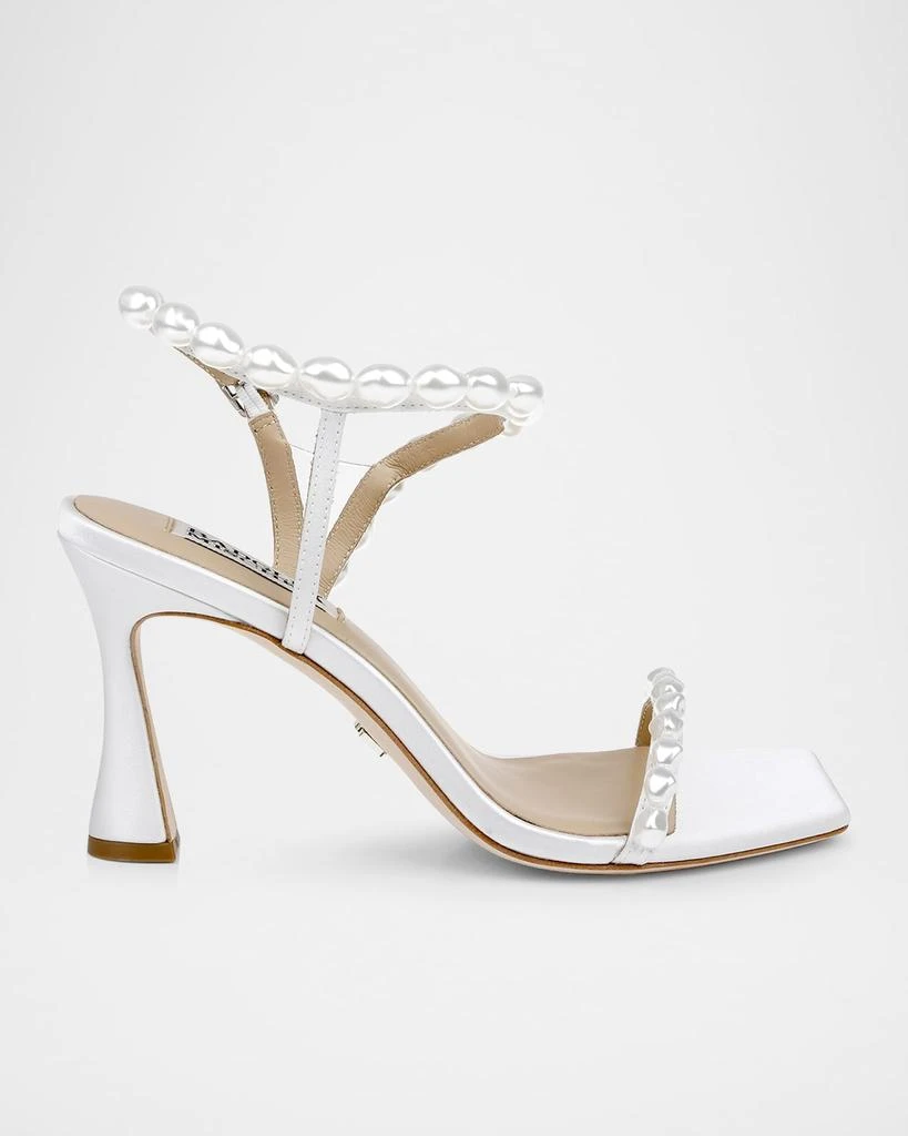 Badgley Mischka Demi Pearly Ankle-Strap Satin Sandals 1