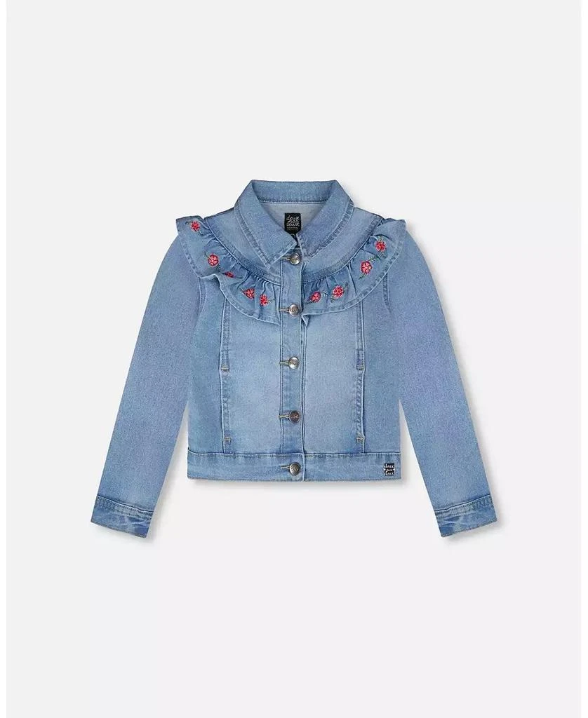 Deux par Deux Girl Light Blue Denim Jacket with Embroidery - Toddler|Child