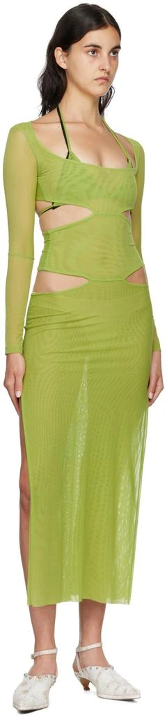 Kathryn Bowen SSENSE Exclusive Green Cutout Maxi Dress 4