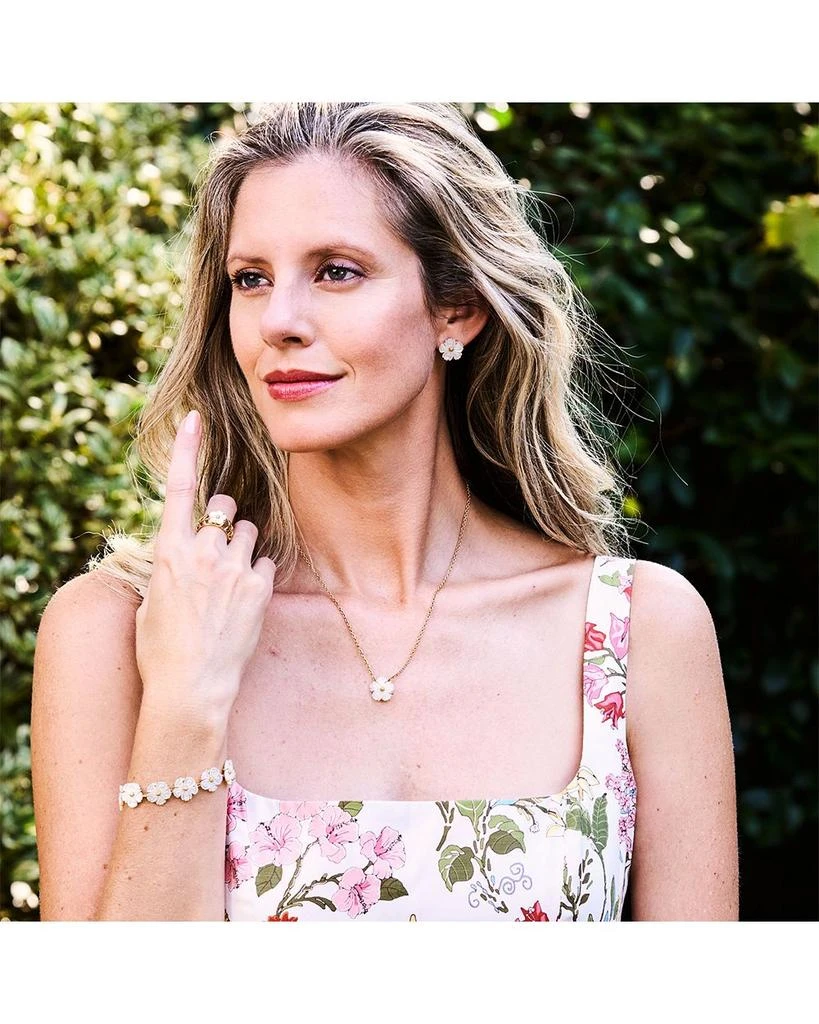 Capucine De Wulf Mermaid Garden Mother Of Pearl Blossom Petite Stud Earrings in 18K Gold Plated 3