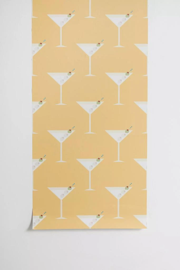 Lyman Creative Co. Lyman Creative Co Martini With Olives On Yellow Removable Wallpaper 2