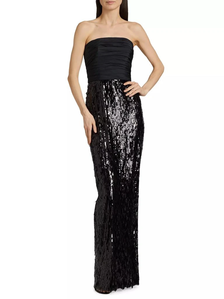 Pamella Roland Strapless Ruched Sequin Gown 3