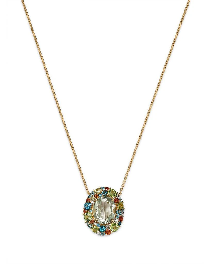 Bloomingdale
s Fine Collection Prasiolite, Multi Gemstone 
Diamond Halo Pendant Necklace in 14k Yellow Gold, 18" 1