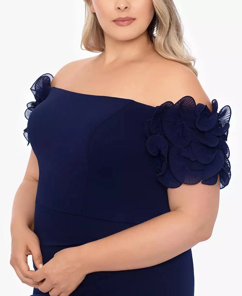 XSCAPE Plus Size Off-The-Shoulder Scuba-Crepe Gown 4