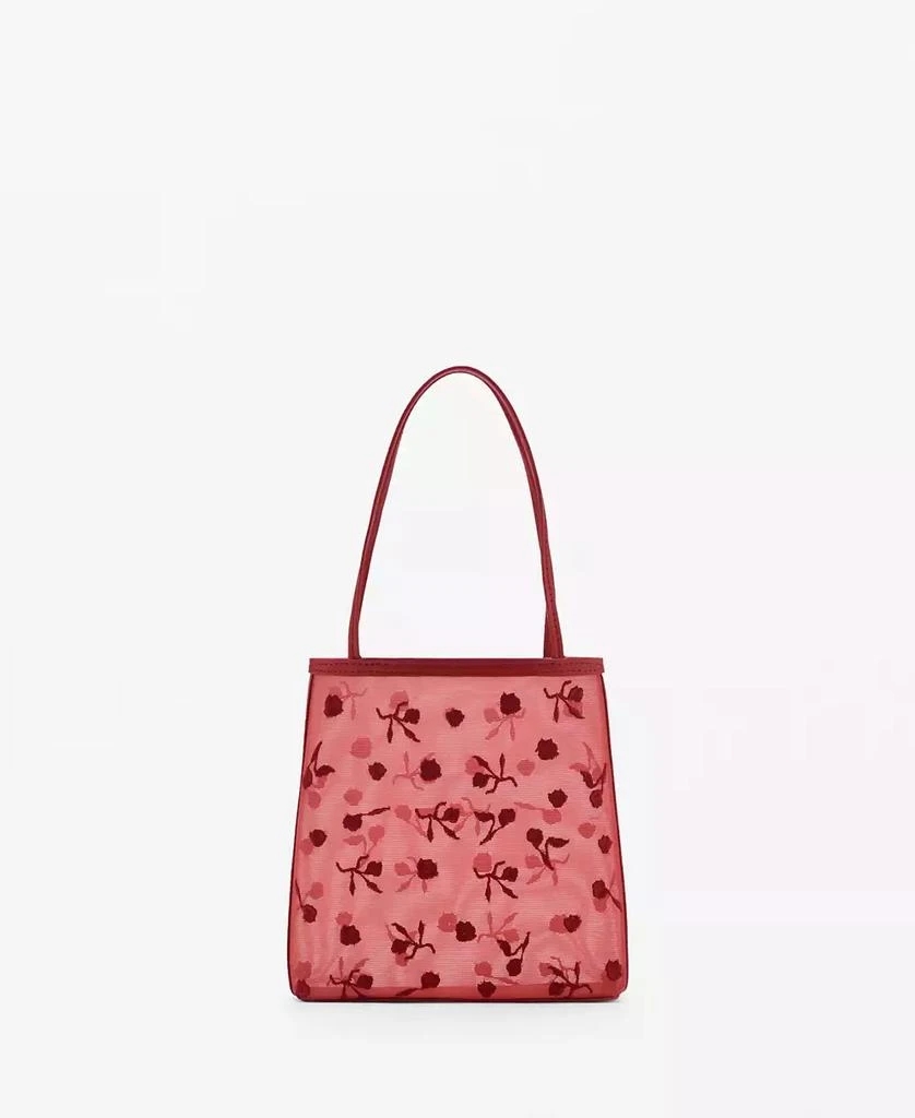 Mango Women's Flower-Embroidered Mesh Bag 1