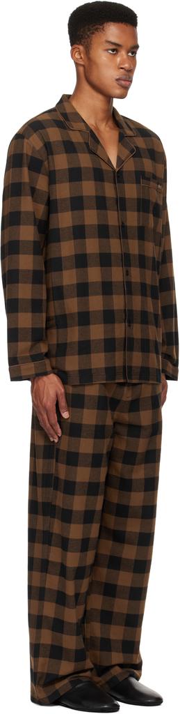 SKIMS Brown Flannel Sleep Pyjama Set