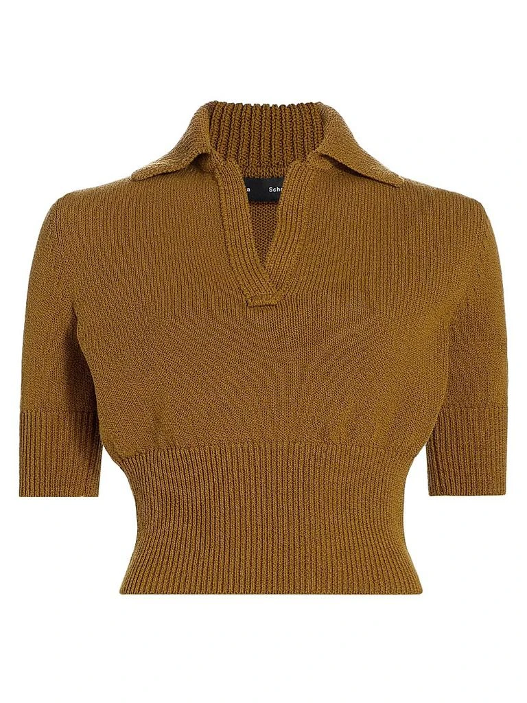Proenza Schouler Reeve Cotton-Blend Knit Polo Top 1