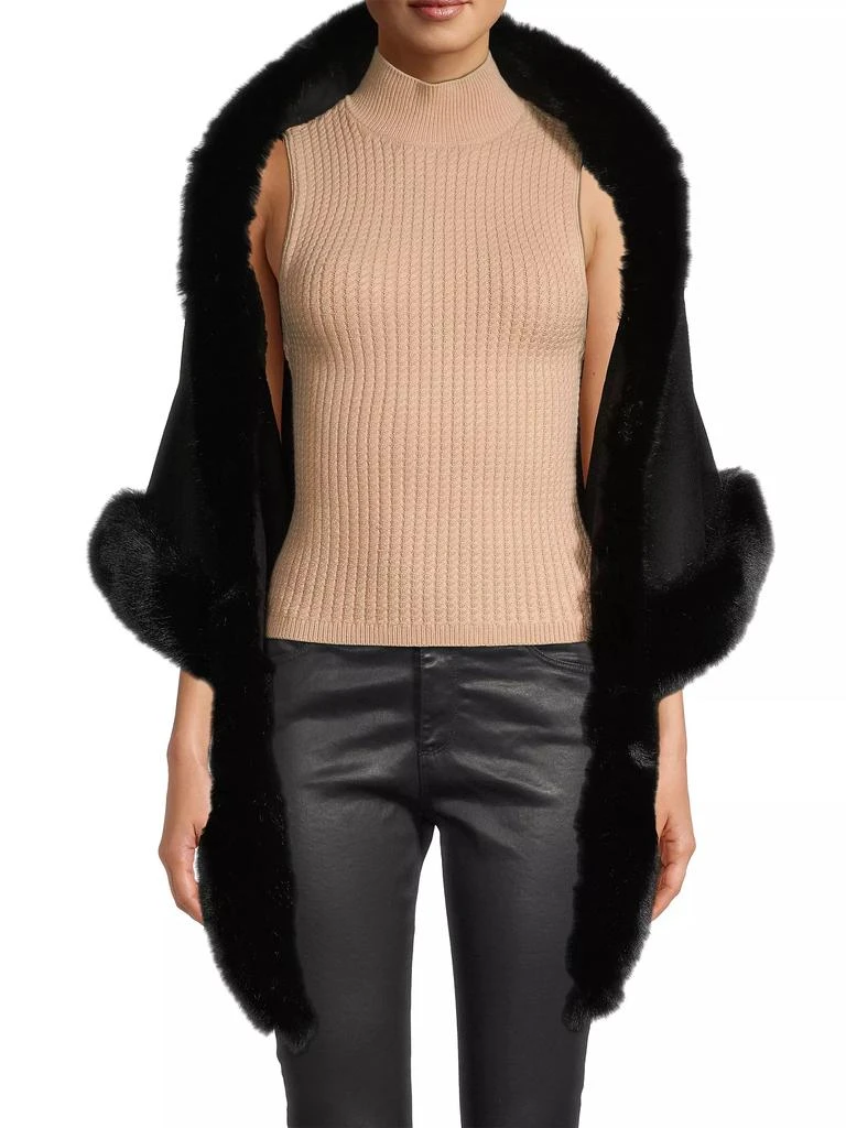 Sofia Cashmere Faux Fur & Cashmere Diamond Wrap 3