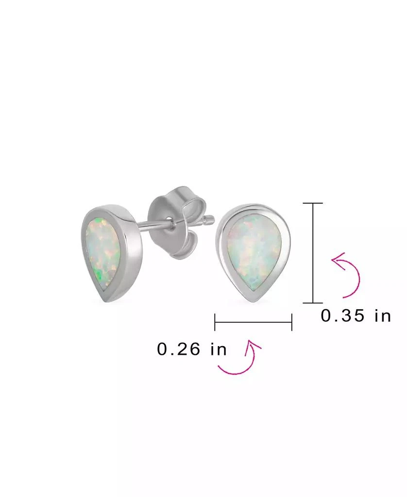 Bling Jewelry Tiny Simple Iridescence Bezel Created White Opal Teardrop Stud Earrings .925 Sterling Silver 3
