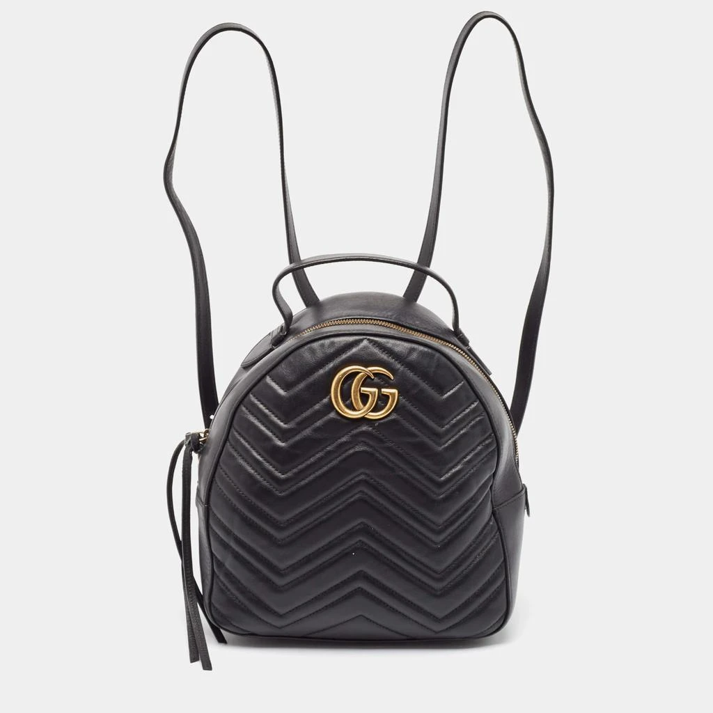 Gucci Gucci Black Matelasse Leather GG Marmont Backpack 1