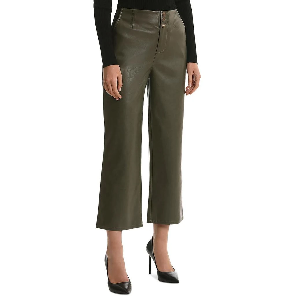 Bagatelle Womens Faux Leather High Rise Wide Leg Pants 3