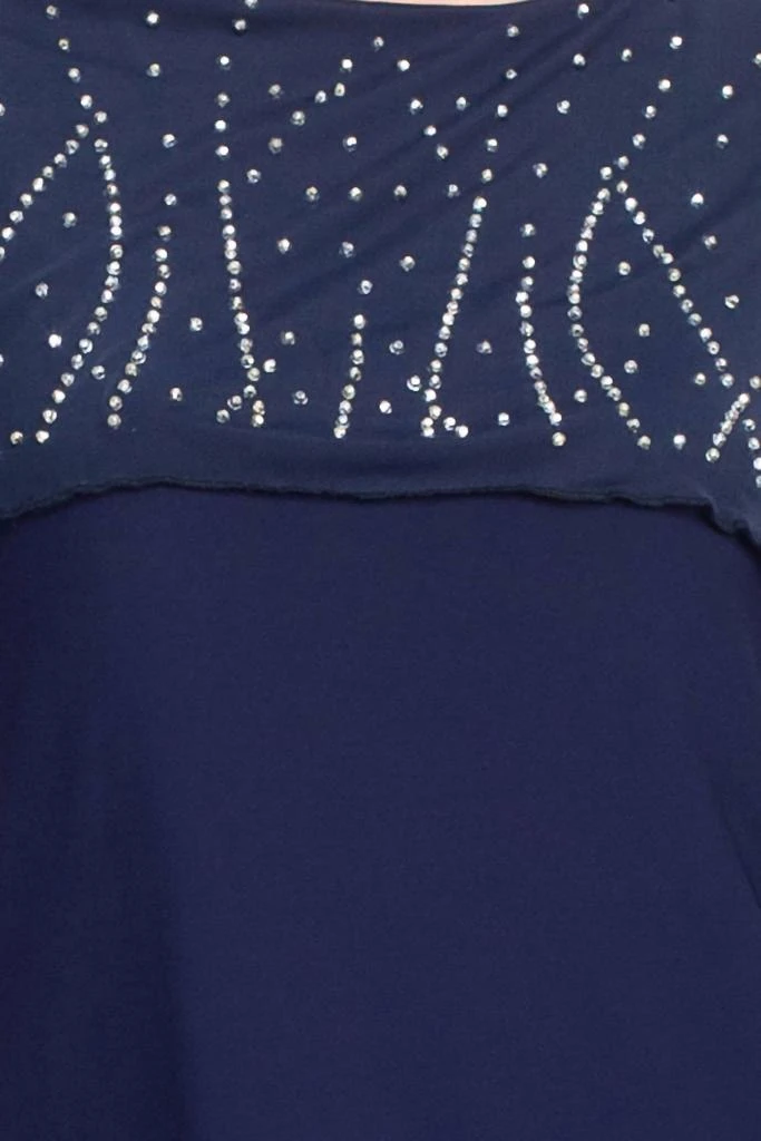 MARINA Boat Neck Embellished Capelet Sleeve Top 
Wide Leg Pant Set In Navy 5