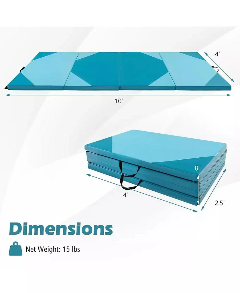 GIVIMO 10 Feet x 4 Feet x 2 Inch Folding Exercise Mat with Hook and Loop Fasteners 6