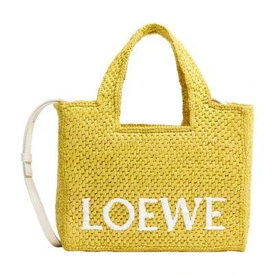 Loewe Small Loewe Font Tote in raffia 1