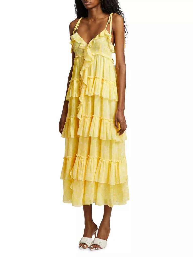 Cinq à Sept Fadrid Ruffle Chiffon Tiered Midi-Dress 4